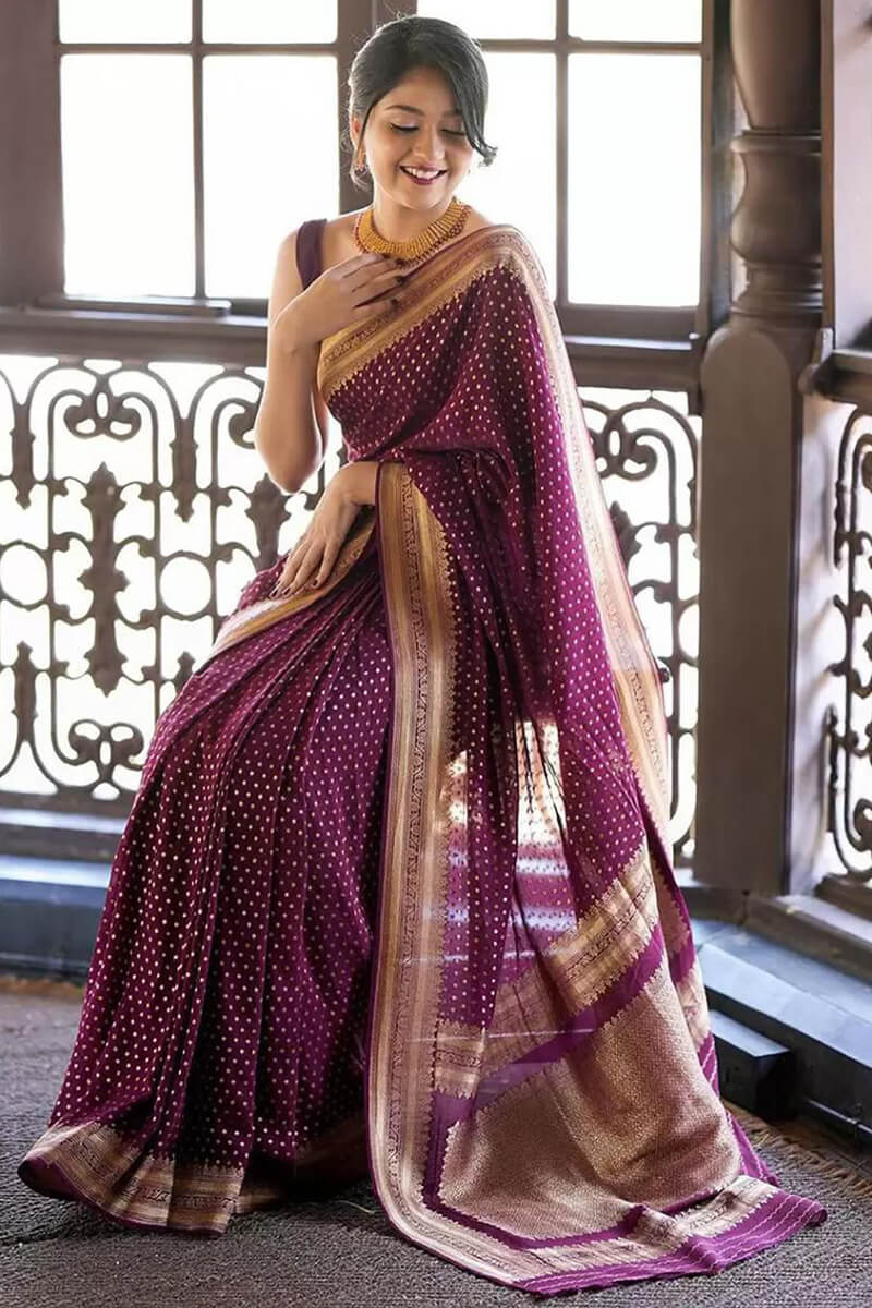 Forbearance Purple Soft Silk Saree With Vestigial Blouse Piece