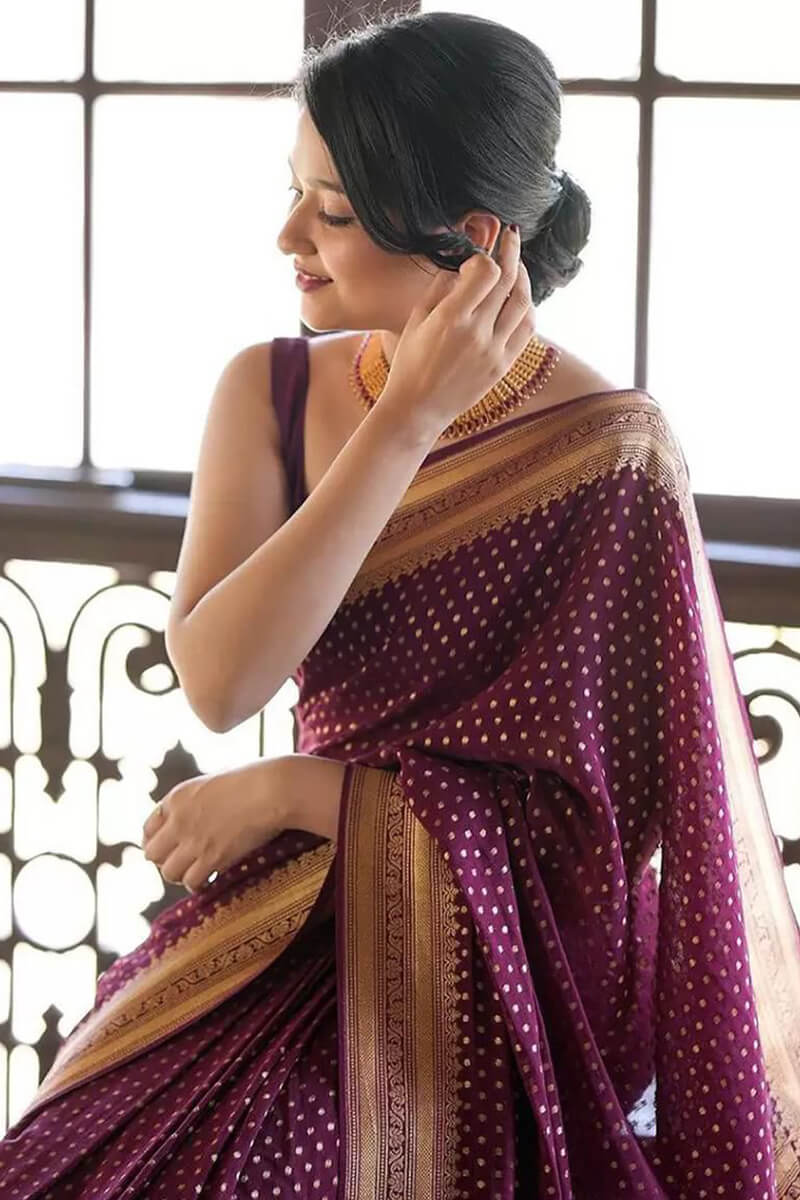 Forbearance Purple Soft Silk Saree With Vestigial Blouse Piece