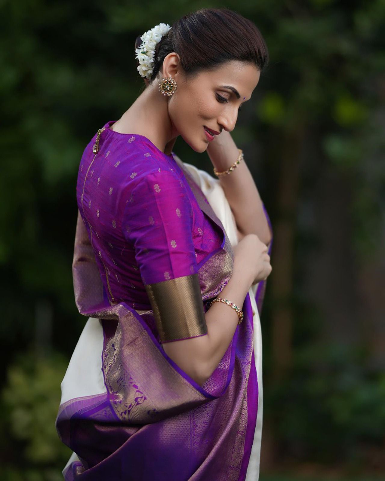 Elision Beige Soft Silk Saree With Eclat Blouse Piece
