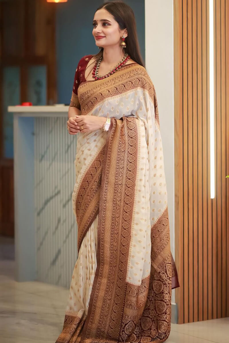 Surreptitious Beige Soft Silk Saree With Tremendous Blouse Piece