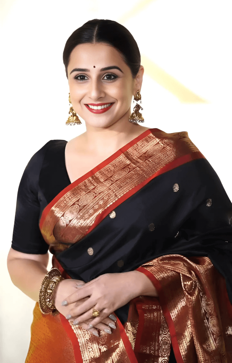 Zephyr Black Soft Banarasi Silk Saree With Divine Blouse Piece