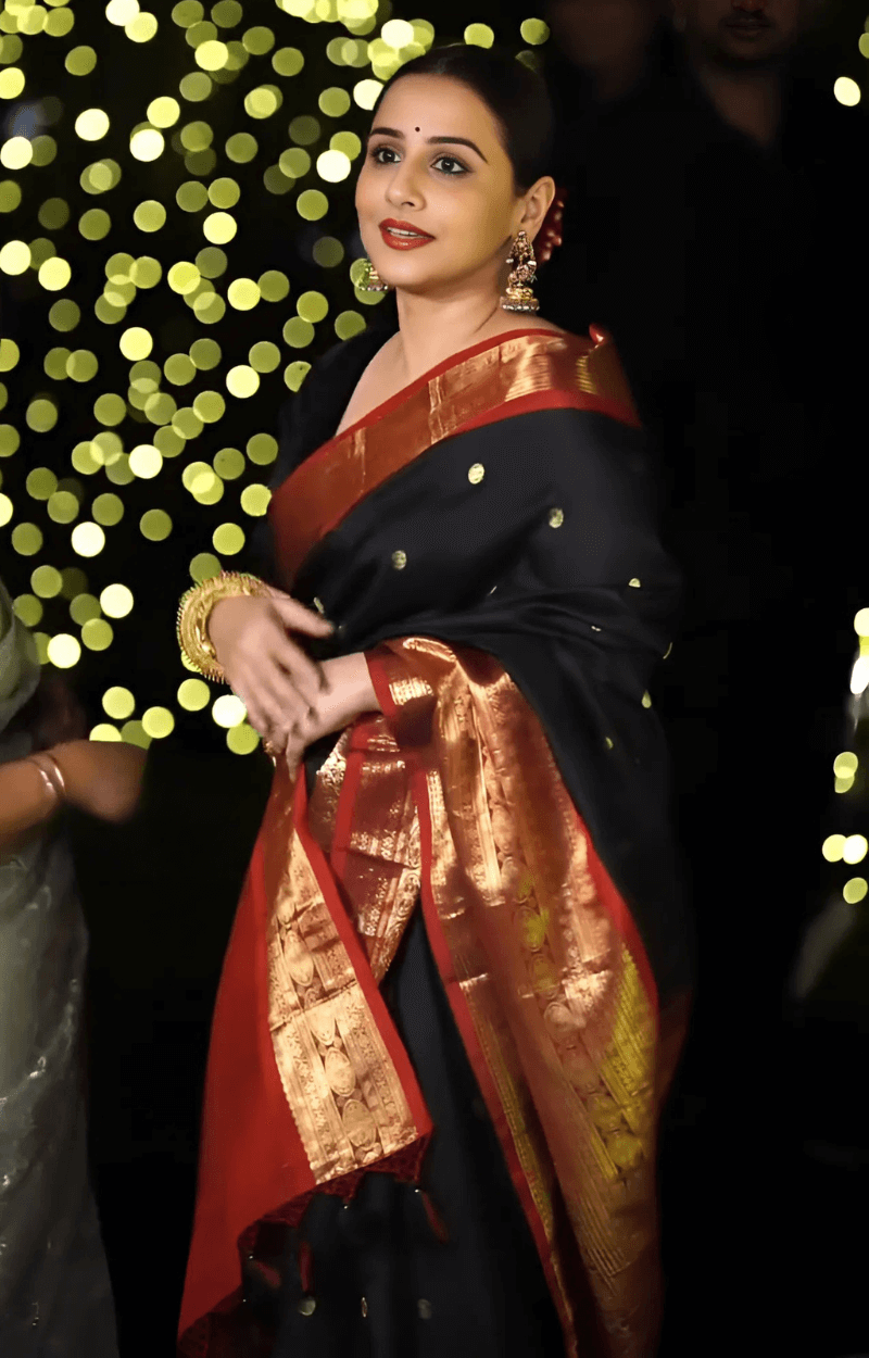 Zephyr Black Soft Banarasi Silk Saree With Divine Blouse Piece