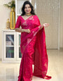 Fairytale Dark Pink Soft Silk Saree With Confounding Blouse Piece