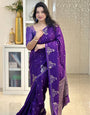 Energetic Purple Soft Silk Saree With Jazzy Blouse Piece
