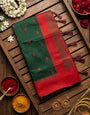 Glorious Dark Green Cotton Silk Saree With Comely Blouse Piece
