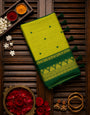 Mesmeric Green Cotton Silk Saree With Incomparable Blouse Piece