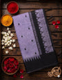 Susurrous Lavender Cotton Silk Saree With Petrichor Blouse Piece