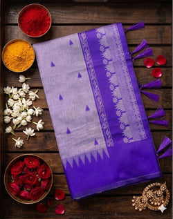Flaunt Lavender Cotton Silk Saree With Ethereal Blouse Piece