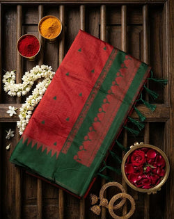 Transcendent Maroon Cotton Silk Saree With Murmurous Blouse Piece