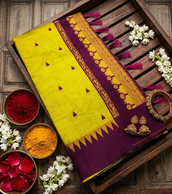 Chatoyant Mehndi Cotton Silk Saree With Excellent Blouse Piece