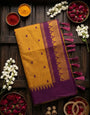 Impressive Mustard Cotton Silk Saree With Eloquence Blouse Piece