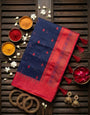 Girlish Navy Blue Cotton Silk Saree With Improbable Blouse Piece