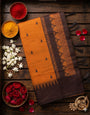 Precious Orange Cotton Silk Saree With Beleaguer Blouse Piece