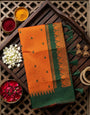 Desuetude Orange Cotton Silk Saree With Jazzy Blouse Piece