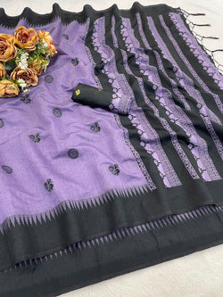 Ideal Lavender Cotton Silk Saree With Nemesis Blouse Piece