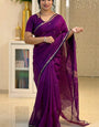 Mellifluous Purple Cotton Silk Saree With Sonorous Blouse Piece