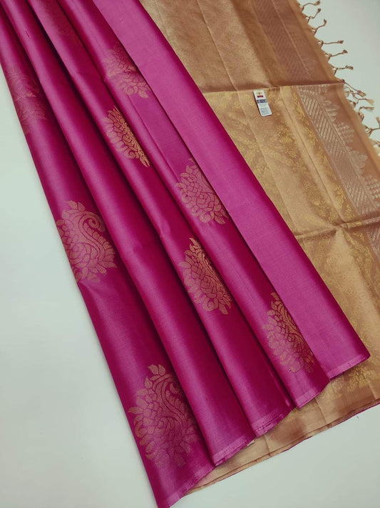 Palimpsest Dark Pink Soft Silk Saree With Sempiternal Blouse Piece