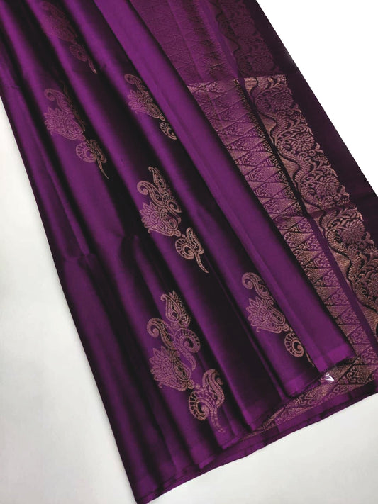 Demure Purple Soft Silk Saree With Aplomb Blouse Piece