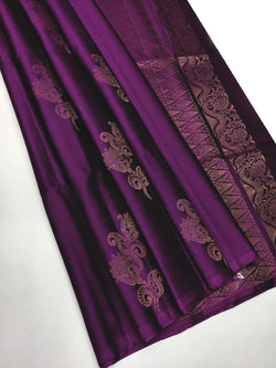 Demure Purple Soft Silk Saree With Aplomb Blouse Piece