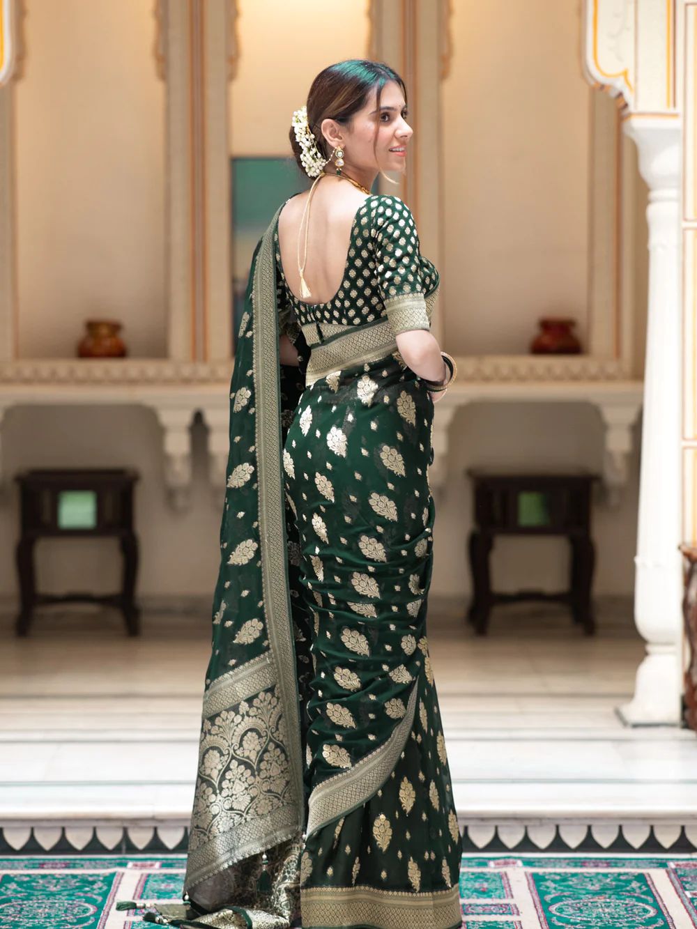 Desiring Dark Green Soft Banarasi Silk Saree With Exceptional Blouse Piece