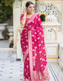 Jazzy Dark Pink Soft Banarasi Silk Saree With Desuetude Blouse Piece