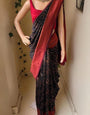 Petrichor Black Soft Silk Saree With Mesmerising Blouse Piece