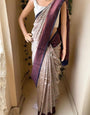 Mellifluous Grey Soft Silk Saree With Adoring Blouse Piece