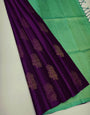 Opulent Purple Soft Silk Saree With Resonant Blouse Pieced