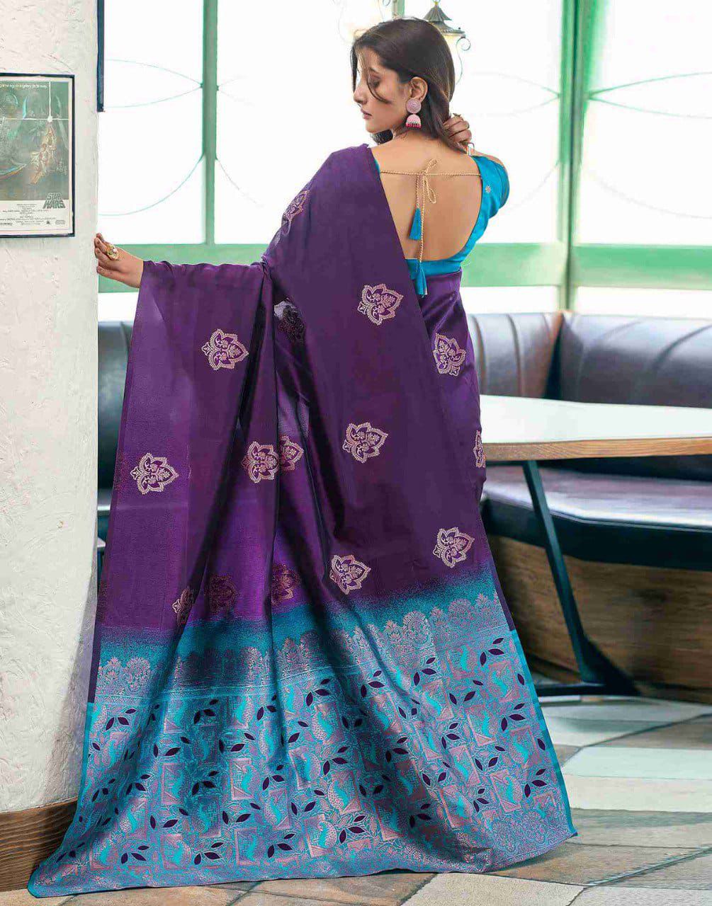 Gratifying Purple Soft Silk Saree With Phenomenal Blouse Piece