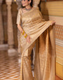 Forbearance Beige Soft Silk Saree With Lustrous Blouse Piece