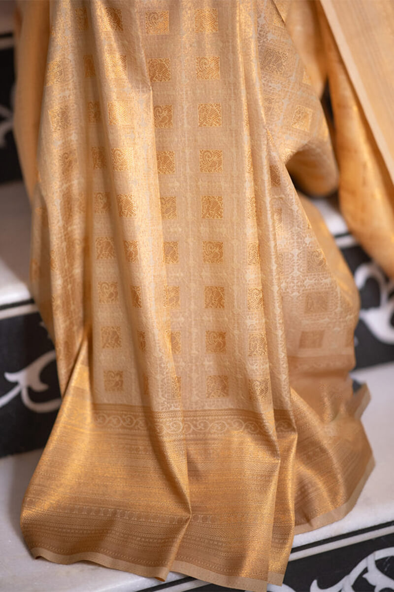 Forbearance Beige Soft Silk Saree With Lustrous Blouse Piece