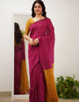 Fantabulous Dark Pink Cotton Silk Saree With Resplendent Blouse Piece