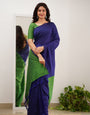 Rhapsody Navy Blue Cotton Silk Saree With Beauteous  Blouse Piece