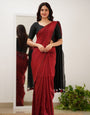 Flamboyant Red Cotton Silk Saree With Desuetude Blouse Piece