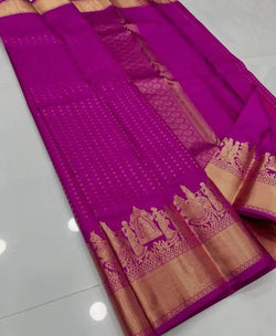 Pulsating Magenta Soft Silk Saree With Redolent Blouse Piece