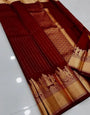 Excellent Maroon Soft Silk Saree With Jubilant Blouse Piece