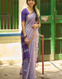 Classy Grey Cotton Silk Saree With Stunner Blouse Piece