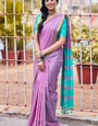Wonderful Lavender Cotton Silk Saree With Pleasant Blouse Piece
