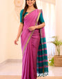 Desultory Pink Cotton Silk Saree With Glowing Blouse Piece