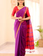 Prodigal Purple Cotton Silk Saree With Fragrant Blouse Piece