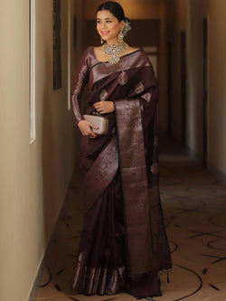 Flameboyant Purple Soft Silk Saree With Demure Blouse Piece