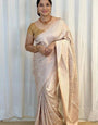 Lagniappe Beige Soft Silk Saree With Outstanding Blouse Piece
