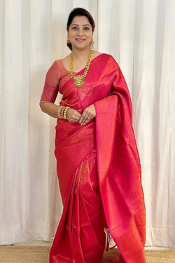 Seraphic Dark Pink Soft Silk Saree With Majesty Blouse Piece
