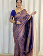 Woebegone Navy Blue Soft Silk Saree With Amazing Blouse Piece