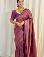 Vivacious Purple Soft Silk Saree With Tantalizing Blouse Piece