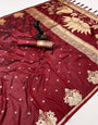 Gorgeous Maroon Soft Silk Saree With Entrancing Blouse Piece