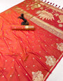 Appealing Peach Soft Silk Saree With Mellifluous Blouse Piece