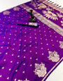 Stunning Purple Soft Silk Saree With Pretty Blouse Piece