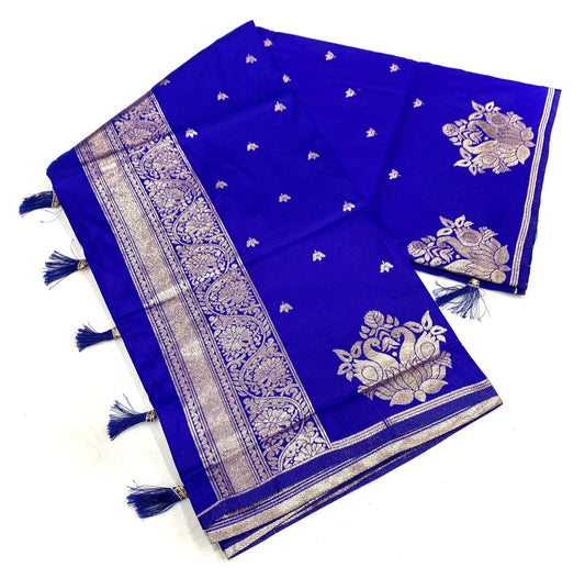 Captivating Royal Blue Soft Silk Saree With Murmurous Blouse Piece