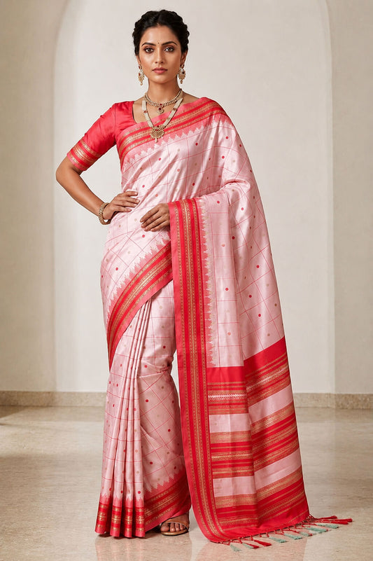 Posh Baby Pink Soft Silk Saree With Extraordinary Blouse Piece